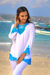Rayon tunic, 'Kayangan in White' - White and Turquoise Embroidered Rayon Tunic from Bali (image 2b) thumbail
