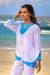 Rayon tunic, 'Kayangan in White' - White and Turquoise Embroidered Rayon Tunic from Bali (image 2c) thumbail