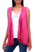 Rayon vest, 'Garden's Glory in Magenta' - Floral Embroidered Rayon Vest in Magenta from Bali (image 2b) thumbail