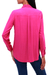 Rayon button-up blouse, 'Floral Cloud in Magenta' - Floral Rayon Button-Up Shirt in Magenta from Bali (image 2d) thumbail