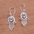 Gold accented sterling silver dangle earrings, 'Hamsa Gleam' - Gold Accented Sterling Silver Hamsa Dangle Earrings