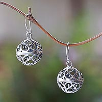 Sterling silver dangle earrings, 'Delightful Orbs'
