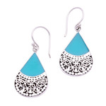 Sterling silver dangle earrings, 'Bali Tears' - Teardrop Sterling Silver and Resin Dangle Earrings from Bali