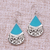 Sterling silver dangle earrings, 'Bali Tears' - Teardrop Sterling Silver and Resin Dangle Earrings from Bali (image 2b) thumbail