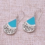 Sterling silver dangle earrings, 'Bali Tears' - Teardrop Sterling Silver and Resin Dangle Earrings from Bali
