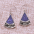 Sterling silver dangle earrings, 'Mystical Triangles' - Sterling Silver and Purple Resin Dangle Earrings from Bali (image 2b) thumbail