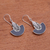Sterling silver dangle earrings, 'Nighttime Boats' - Curved Sterling Silver and Resin Dangle Earrings from Bali (image 2b) thumbail