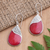 Sterling silver dangle earrings, 'Bali Pear' - Red Teardrop Sterling Silver and Resin Dangle Earrings thumbail