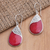 Sterling silver dangle earrings, 'Bali Pear' - Red Teardrop Sterling Silver and Resin Dangle Earrings (image 2b) thumbail