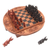 Wood travel chess set, 'Travel Tactics' - Circular Wood Travel Chess Set Crafted in Bali