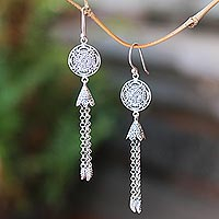 Sterling silver waterfall earrings, 'Flower Bells' - Floral Sterling Silver Waterfall Earrings from Bali