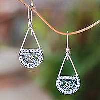 Dot Pattern Sterling Silver Dangle Earrings from Bali,'Dot Fashion'