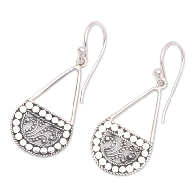 Sterling silver dangle earrings, 'Dot Fashion' - Dot Pattern Sterling Silver Dangle Earrings from Bali