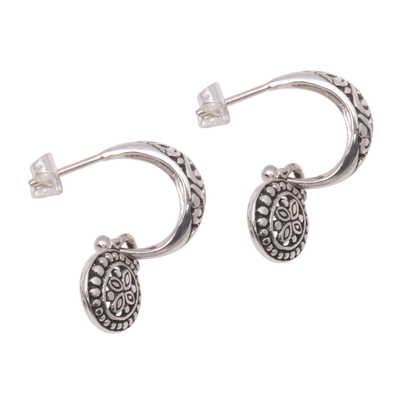 Half-Hoop-Style Sterling Silver Dangle Earrings from Bali