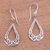 Sterling silver dangle earrings, 'Beauty Arises' - Patterned Drop-Shaped Sterling Silver Dangle Earrings (image 2b) thumbail