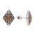 Gold accented sterling silver button earrings, 'Kite Bouquet' - Kite-Shaped Gold Accented Sterling Silver Button Earrings