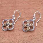 Gold accented sterling silver dangle earrings, 'Summery Petals' - Floral Gold Accented Sterling Silver Dangle Earrings