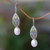 Pendientes colgantes de perlas cultivadas con detalles en oro, 'Frozen Drops' - Pendientes colgantes de perlas cultivadas con detalles en oro de Bali