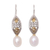 Pendientes colgantes de perlas cultivadas con detalles en oro, 'Frozen Drops' - Pendientes colgantes de perlas cultivadas con detalles en oro de Bali