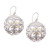 Gold accented sterling silver dangle earrings, 'Winter Petals' - Circular Gold Accented Sterling Silver Dangle Earrings