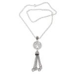 Sterling silver pendant necklace, 'Tree Bell' - Tree-Themed Sterling Silver Pendant Necklace from Bali