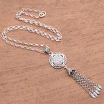 Sterling silver pendant necklace, 'Flower Bell' - Floral Sterling Silver Pendant Necklace from Bali