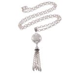 Sterling silver pendant necklace, 'Flower Bell' - Floral Sterling Silver Pendant Necklace from Bali