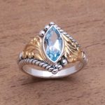 Gold accented blue topaz single-stone ring, 'Marquise Order' - Gold Accented Marquise Blue Topaz Single-Stone Ring
