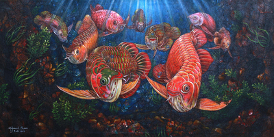 Signed Arowana-Themed Painting by a Balinese Artist (2019)