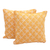 Batik cotton cushion covers, 'Saffron Shells' (pair) - Batik Cotton Cushion Covers in Saffron from Java (Pair)