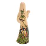 Wood statuette, 'Mother and Child' - Hand-Painted Wood Mother and Child Statuette from Bali