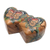 Wood puzzle box, 'Twin Butterfly Hearts' - Hand-Painted Double Heart Wood Butterfly Puzzle Box thumbail