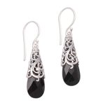 Onyx dangle earrings, 'Princess Beauty' - 5-Carat Onyx Dangle Earrings Crafted in Bali