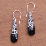 Onyx dangle earrings, 'Princess Beauty' - 5-Carat Onyx Dangle Earrings Crafted in Bali