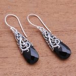 Onyx dangle earrings, 'Princess Beauty' - 5-Carat Onyx Dangle Earrings Crafted in Bali