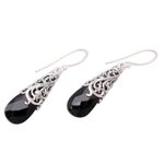 Onyx dangle earrings, 'Princess Beauty' - 5-Carat Onyx Dangle Earrings Crafted in Bali