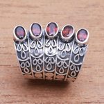 Garnet cocktail ring, 'Glimmering Constellation' - Oval Garnet Multi-Stone Cocktail Ring from Bali