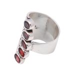 Garnet cocktail ring, 'Glimmering Constellation' - Oval Garnet Multi-Stone Cocktail Ring from Bali