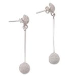 Sterling silver dangle earrings, 'Sparkling Baubles' - Sparkling Round Sterling Silver Dangle Earrings from Bali