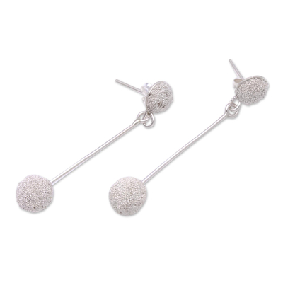 Sterling silver dangle earrings, 'Sparkling Baubles' - Sparkling Round Sterling Silver Dangle Earrings from Bali
