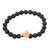 Gold accented lava stone beaded stretch bracelet, 'Calm Dragon' - Lava Stone Dragon Beaded Stretch Bracelet with Gold Accent