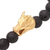 Gold accented lava stone beaded stretch bracelet, 'Calm Dragon' - Lava Stone Dragon Beaded Stretch Bracelet with Gold Accent