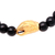 Gold accented onyx beaded stretch bracelet, 'Alert Eagle' - Gold Accented Eagle-Themed Onyx Beaded Stretch Bracelet