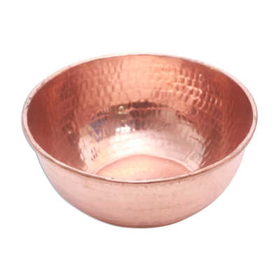 Copper bowl, 'Warm Glow' - Hammered Copper Bowl Handcrafted in Bali