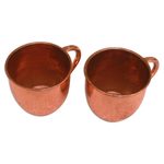 Copper mugs, 'Warm Glow' (pair) - Hammered Copper Mugs Crafted in Java (Pair)