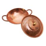 Copper serving bowl, 'Warm Glow' - Copper Serving Bowl with a Lid from Java