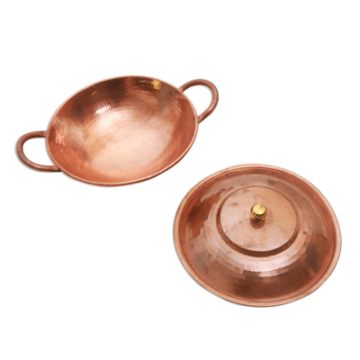 Servierschüssel aus Kupfer - Kupfer-Servierschüssel mit Deckel aus Java