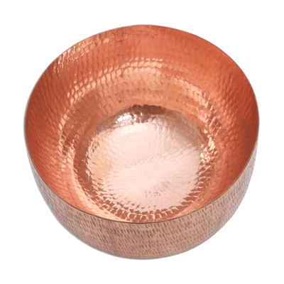 Copper decorative bowl, 'Hammered Gleam' - Hammered Copper Bowl Crafted in Java