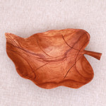 Wood catchall, 'Floating Leaf' - Suar Wood Leaf Catchall Crafted in Indonesia