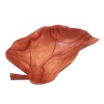 Wood catchall, 'Floating Leaf' - Suar Wood Leaf Catchall Crafted in Indonesia